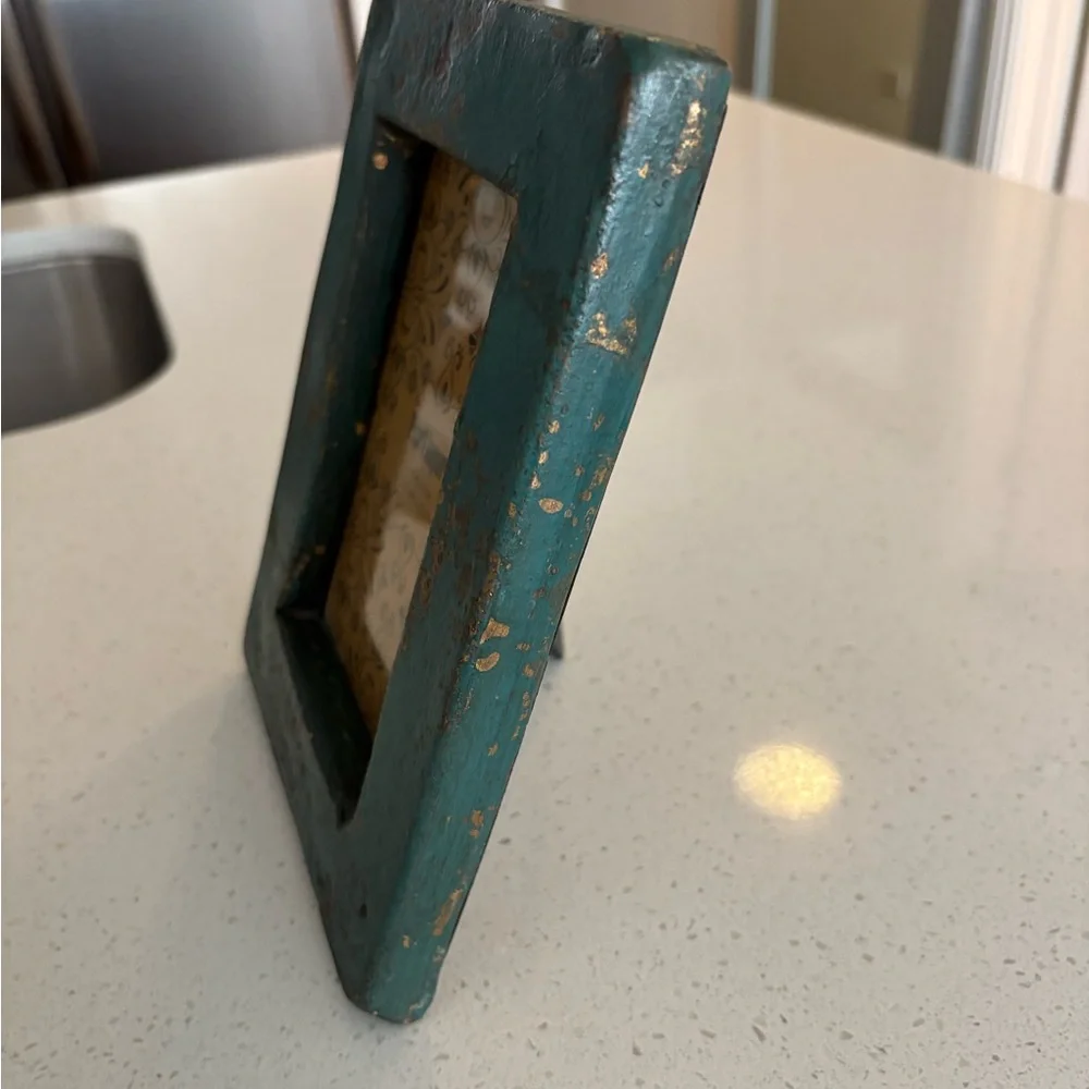 Pier 1 Teal and Gold Splatter Picture Frame
